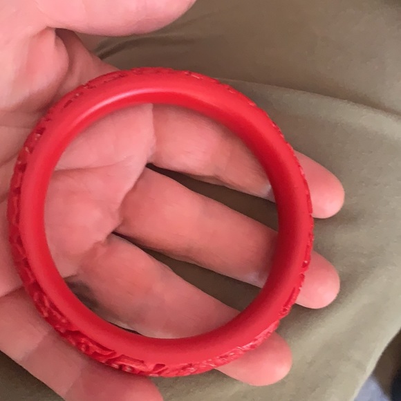 Vintage Carved Cinnabar Bangle 2 Available - Picture 3 of 4